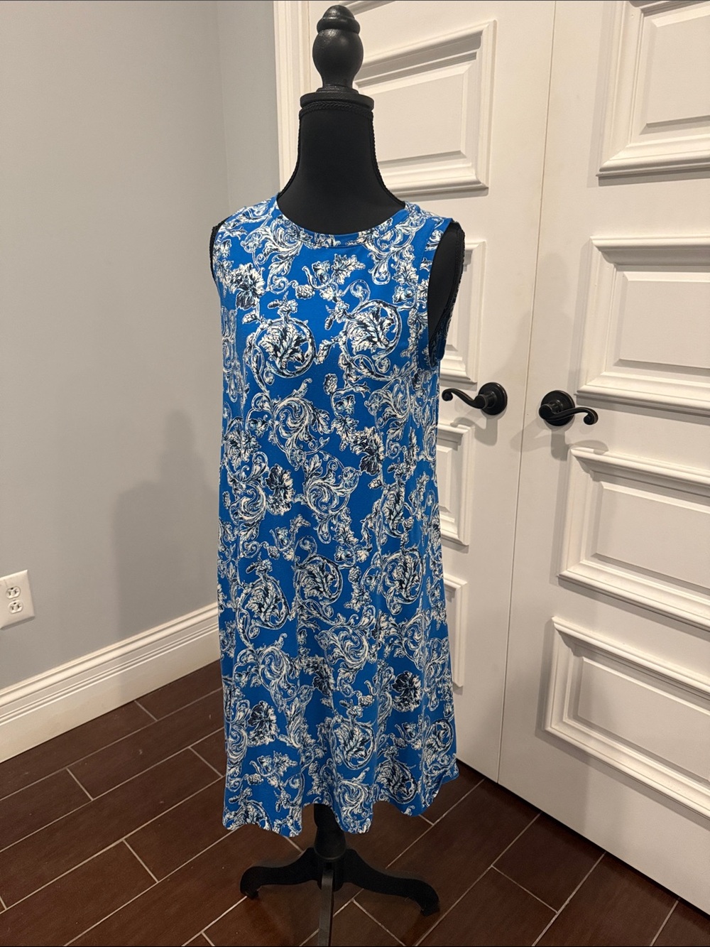 LOFT Blue Paisley-Print Sleeveless Midi Dress